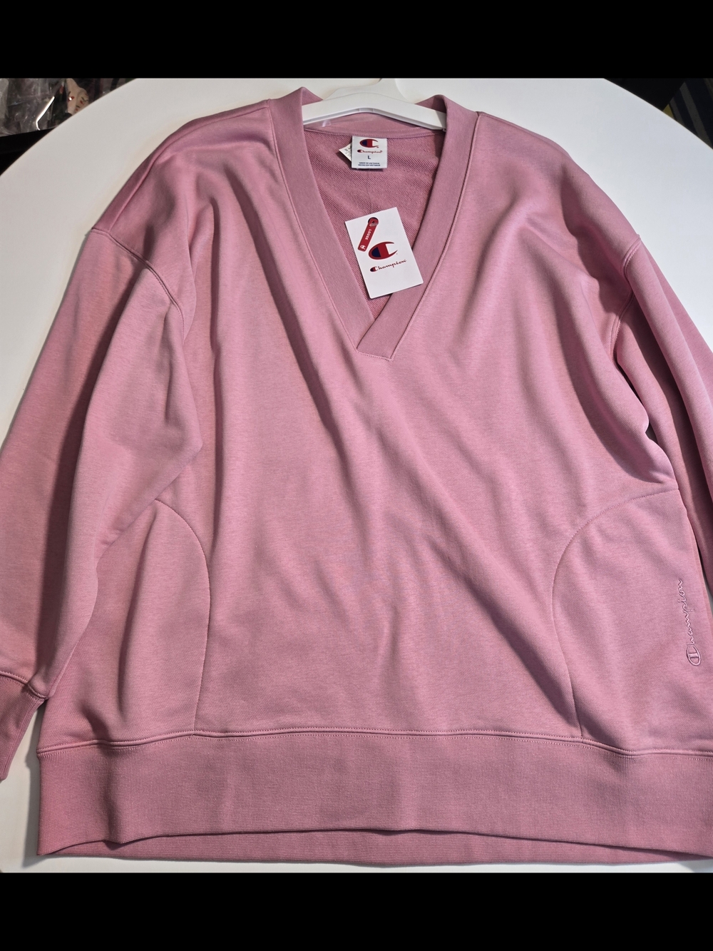 Champion Cosmic Pink Deep V Tunic Pullover NWT Large